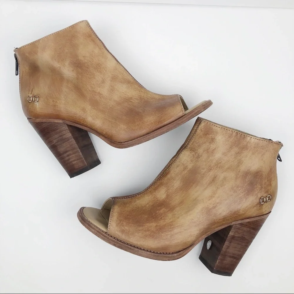 Bed Stu Onset Leather Peeptoe Booties - Picture 2 of 13